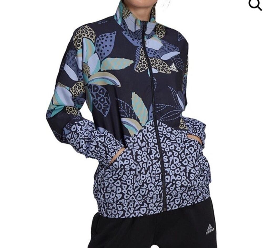 Adidas x Farm Rio Print Relaxed Lightweight Windbreaker Size Small